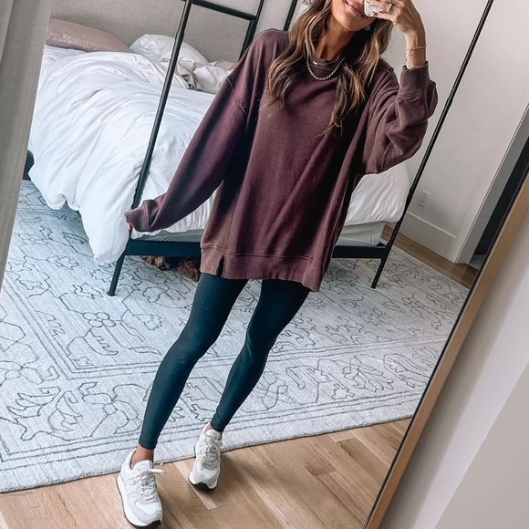 aerie Tops - aerie Oversized Maroon/Brown Pullover Sweatshirt